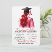 Invitation à la graduation en aquarelle rose (Debout devant)