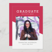 Invitation à la graduation en couleur Bold (Devant / Derrière)