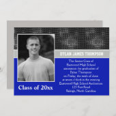 Invitation à la graduation en noir, gris et bleu (Devant / Derrière)