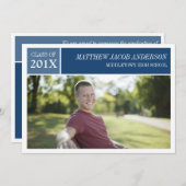 Invitation à la graduation moderne chic - Bleu (Devant / Derrière)