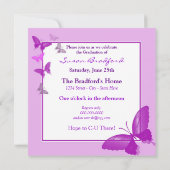 Invitation à la graduation - Papillons pourpres -  (Dos)