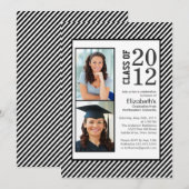 Invitation à la graduation photo de Black Stripes (Devant / Derrière)