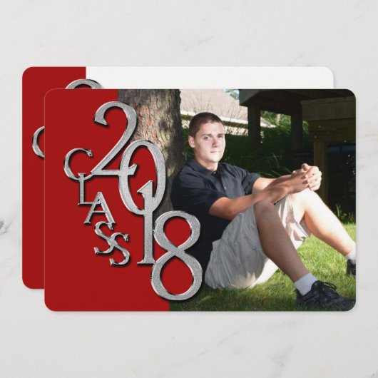Invitation à la graduation Red and Silver 2018 (Devant / Derrière)