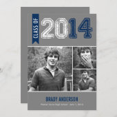 Invitation à la graduation Vintage - Bleu (Devant / Derrière)