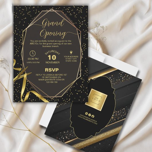 Invitation à la grande ouverture Gold and Black Co