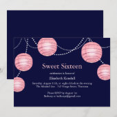Invitation à la Lantern Sweet 16 de Navy & Pink Pa (Devant / Derrière)