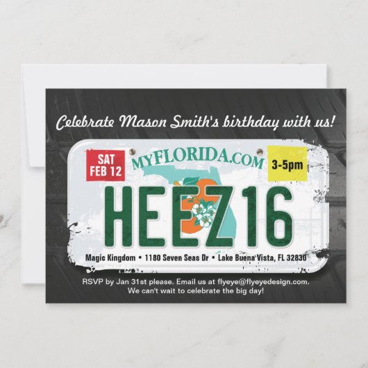 Invitation à la licence Boy's 16th Birthday Florid (Devant)