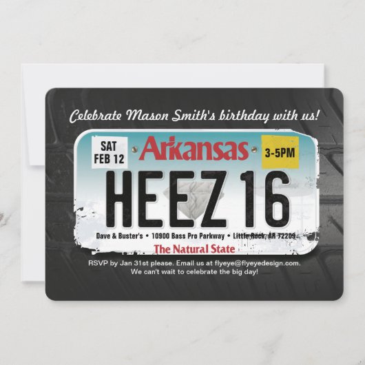 Invitation à la licence de l'Arkansas pour le 16e  (Devant)