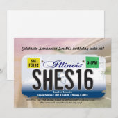 Invitation à la licence Girl's 16th Birthday Illin (Devant / Derrière)