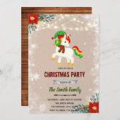 Invitation à la licorne de Noël (Devant / Derrière)