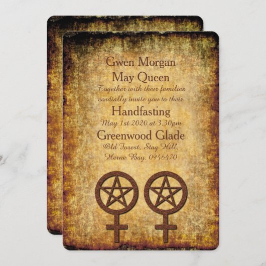 Invitation à la main lesbienne de Pentacles Rustiq (Devant / Derrière)