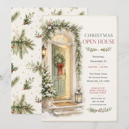 Invitation à la Maison Ouverte de Noël (Devant / Derrière)