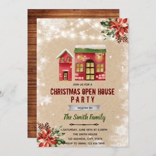 Invitation à la maison ouverte de Noël (Devant / Derrière)