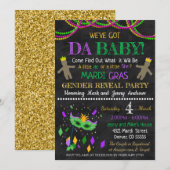 Invitation à la Mardi Gras Gender Reveal Party (Devant / Derrière)