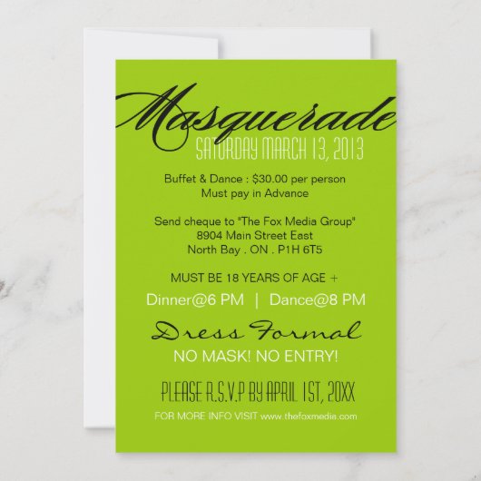 Invitation à la mascarade (Dos)