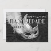 Invitation à la mascarade de bal en argent noir (Devant)