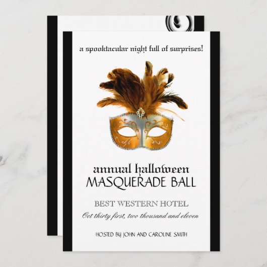 Invitation à la mascarade d'Halloween (Devant / Derrière)
