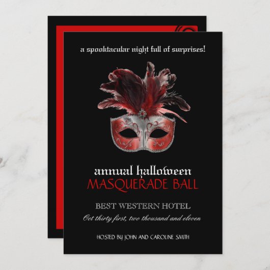Invitation à la mascarade d'Halloween (Devant / Derrière)