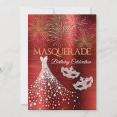 Invitation à la mascarade Diamond Red Glam (Devant)