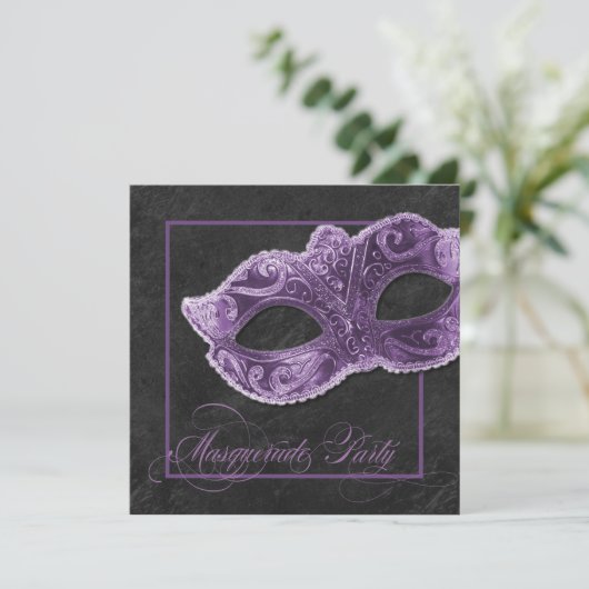Invitation à la mascarade party - Violet et noir (Debout devant)
