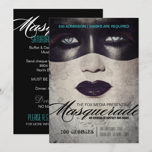 Invitation à la Masquerade Party (Devant / Derrière)