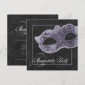Invitation à la masquerade party - Gris ardu (Devant / Derrière)
