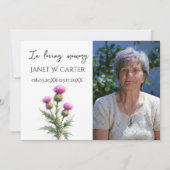 Invitation À la Mémoire Affectueuse Chardon Floral Funéraire (Devant)