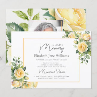 Invitation À la Mémoire tendre Roses Jaunes 1 Photo 