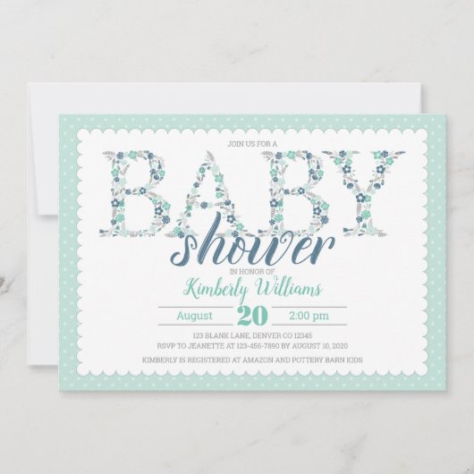 invitation à la menthe fleurie marine (Devant)