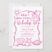 Invitation À la mer bientôt, bébé Fête de naissance côtière c (Devant)