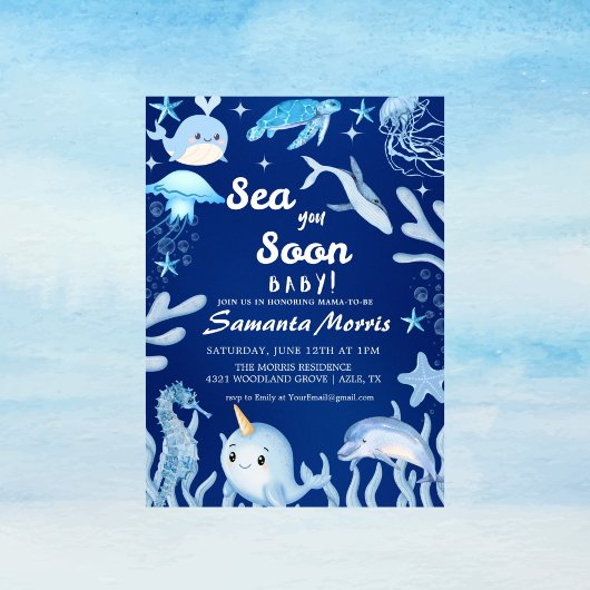 Invitation À la mer bientôt Bébé marin en route Bébé