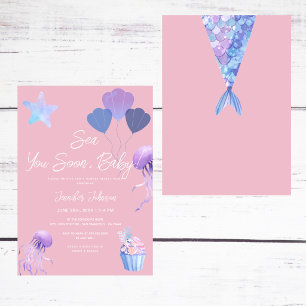 Invitation À la Mer Bientôt Bébé Océan Rose Baby Shower