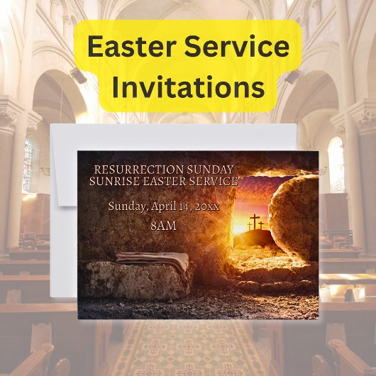 Invitation à la messe de Pâques à l'aube de l'égli