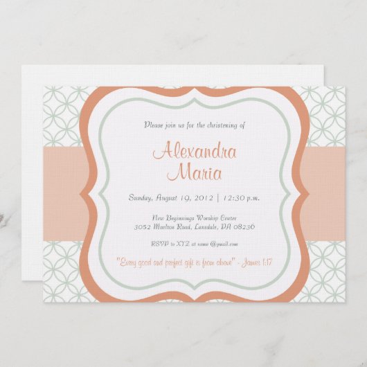 Invitation à la mode de baptême de dévouement de (Devant / Derrière)