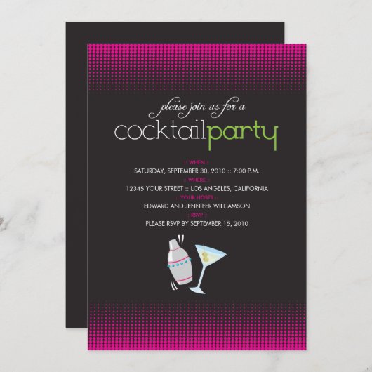 Invitation à la mode de cocktail (fuschia) (Devant / Derrière)