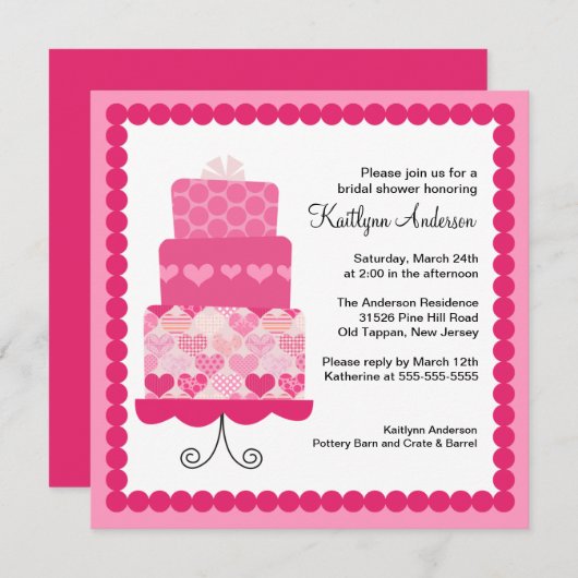 Invitation à la mode de Fête de la mariée de (Devant / Derrière)