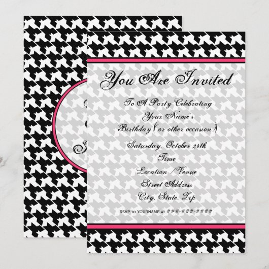 Invitation à la mode Houndstooth (Devant / Derrière)