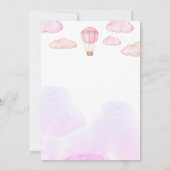 Invitation à la montgolfière rose, baby shower fil (Dos)
