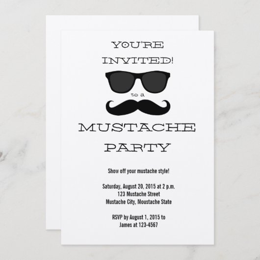 Invitation à la Mustache noire et à la fête des lu (Devant / Derrière)