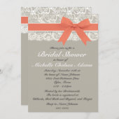 Invitation à la nappe de dentelle grise de corail (Devant / Derrière)