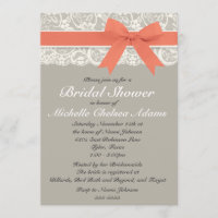 Invitation à la nappe de dentelle grise de corail