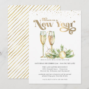 Invitation À la nouvelle année   Champagne pétillant