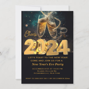 Invitation À la nouvelle année Champagne pétillant
