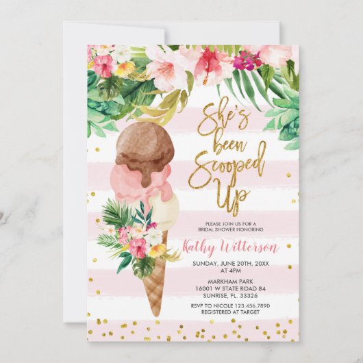 Invitation à la nuptiale de crème glacée tropicale (Devant)