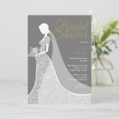 Invitation à la nuptiale de la dentelle grise et b (Debout devant)