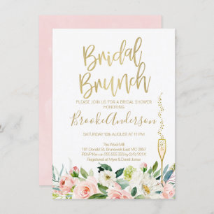 Invitation à la nuptiale d'un brunch rose floral