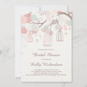 Invitation à la nuptiale en cage à oiseaux rose (Devant)