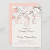 Invitation à la nuptiale en cage à oiseaux rose (Devant / Derrière)