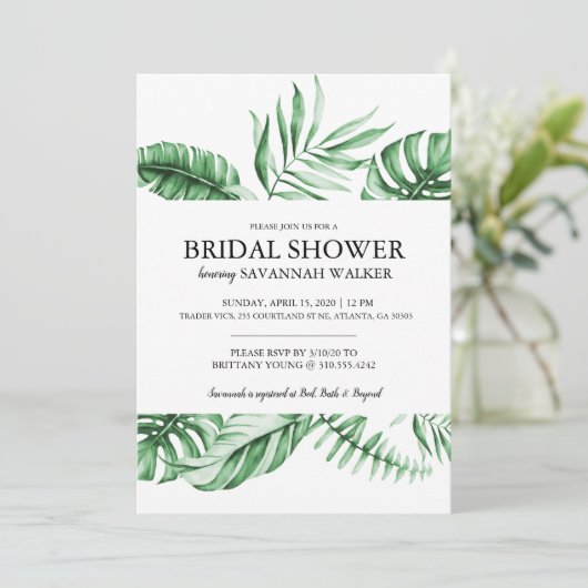 Invitation à la nuptiale en feuille de palme tropi (Debout devant)