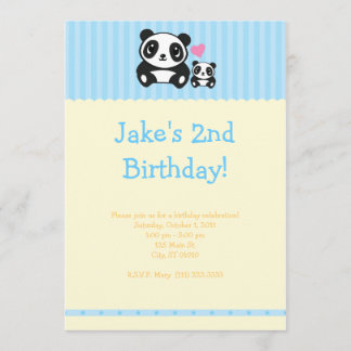 Invitation à la Panda Party - Blue & Cream